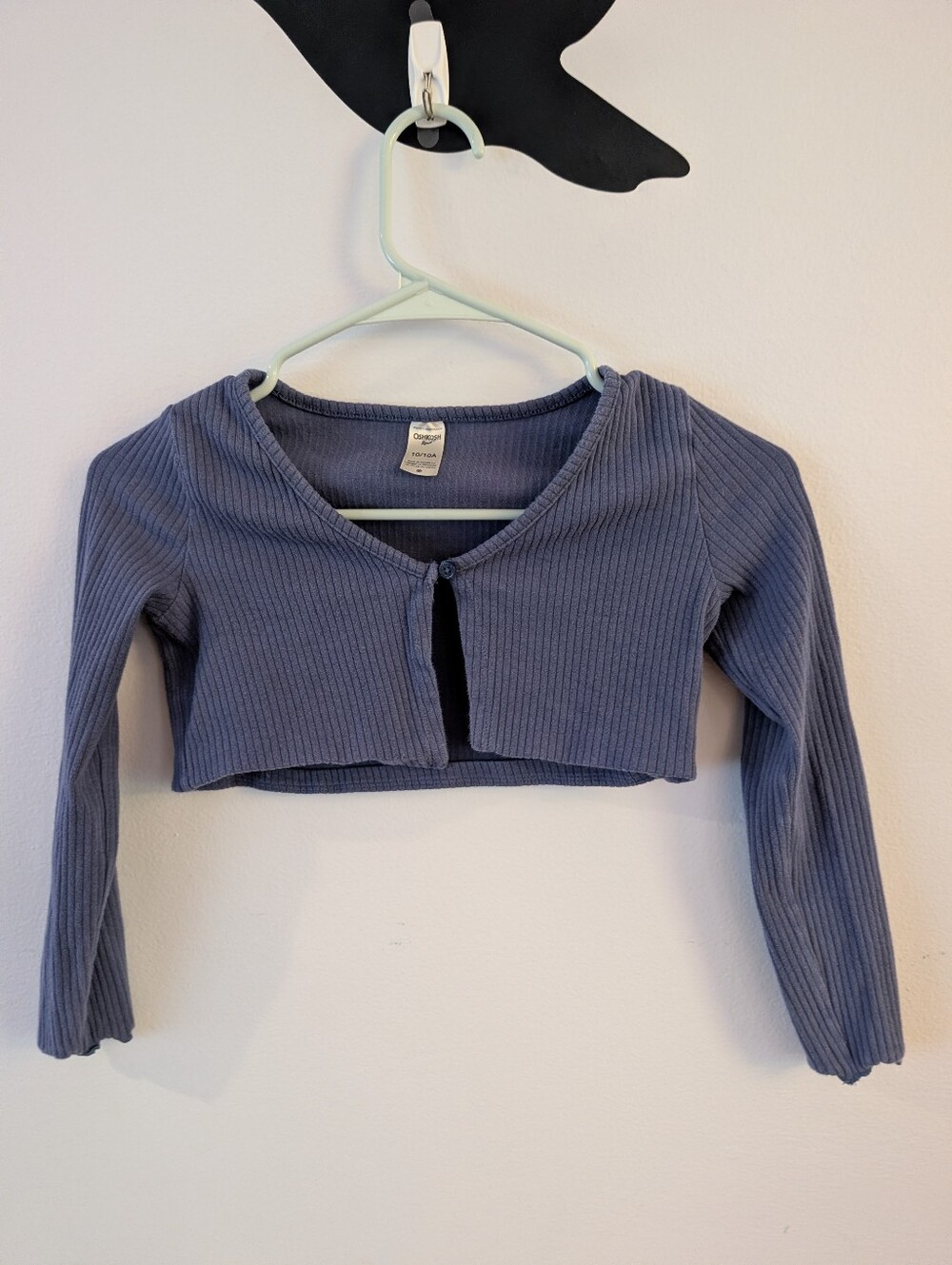 OshKosh B'gosh Ribbed Crop Top Cardigan in Dusty Blue